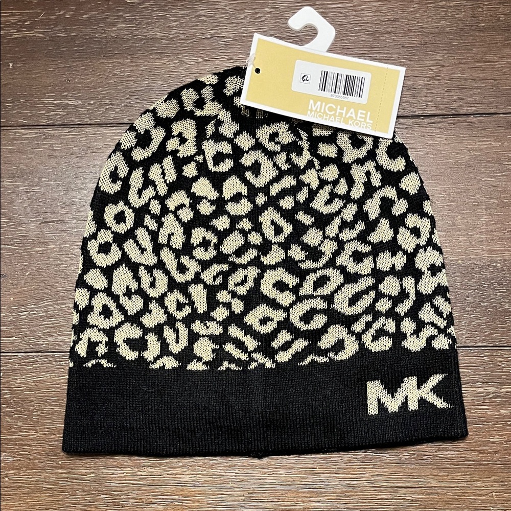 Michael Kors Leopard Print Beanie